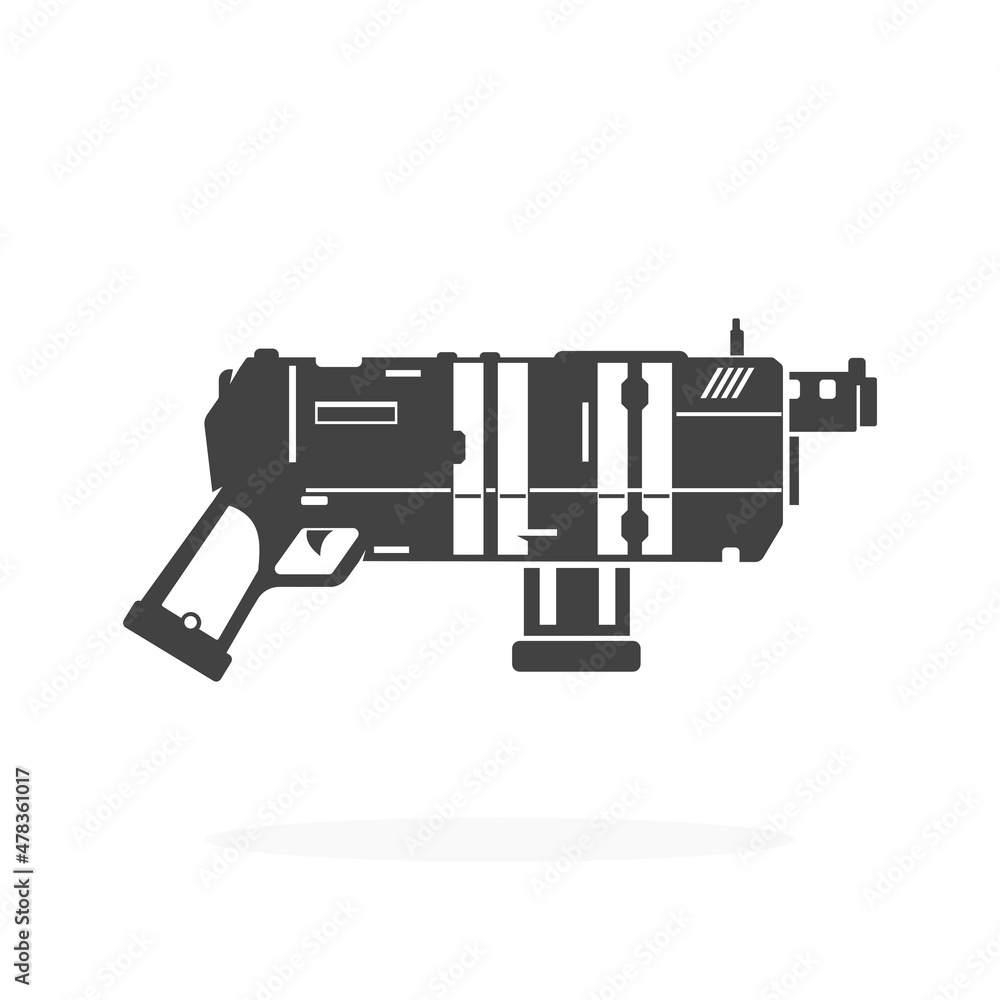 Futuristic Gun Icon Silhouette Vector Illustration