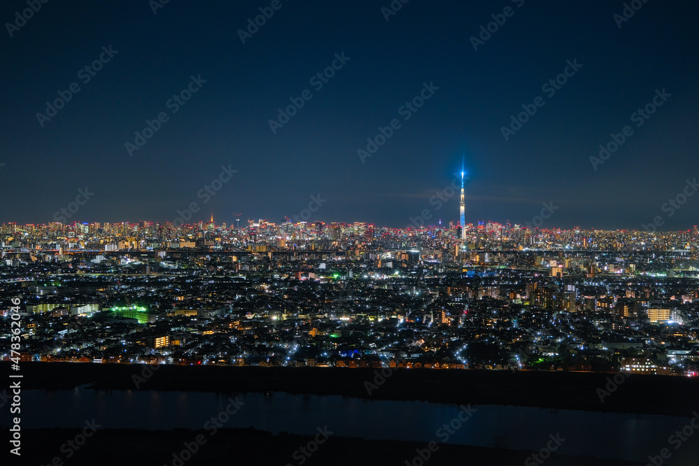 Naklejka premium 東京都の夜景 千葉県市川市、アイ・リンクタウン展望施設から