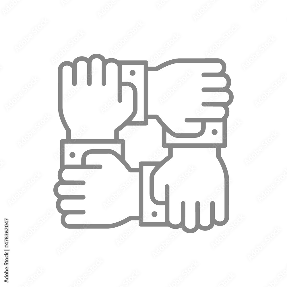 Cooperation line icon. Team work, solidarity symbol Cooperation line icon. Team work, solidarity symbol