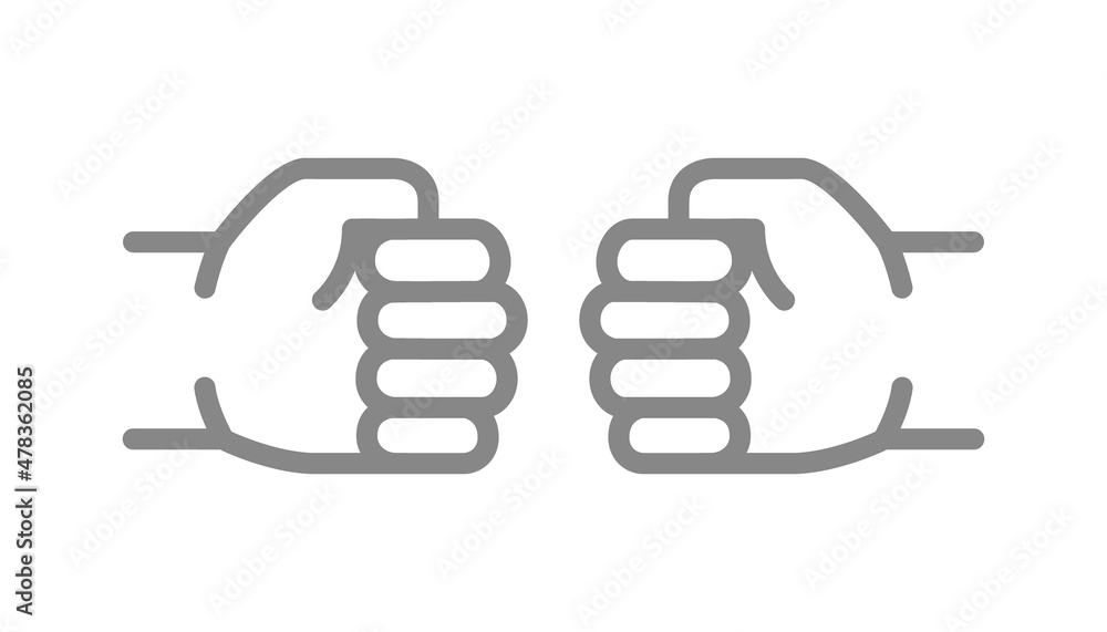 Fist bump line icon. Power five pound symbol Fist bump line icon. Power five pound symbol