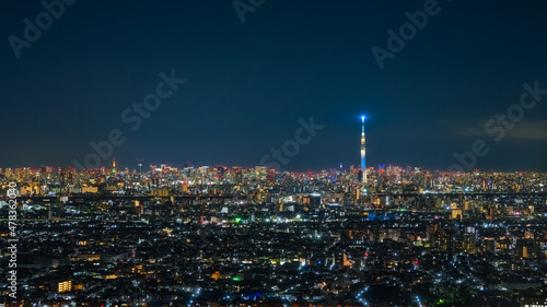 Fotografering 東京都の夜景 千葉県市川市、アイ・リンクタウン展望施設から
