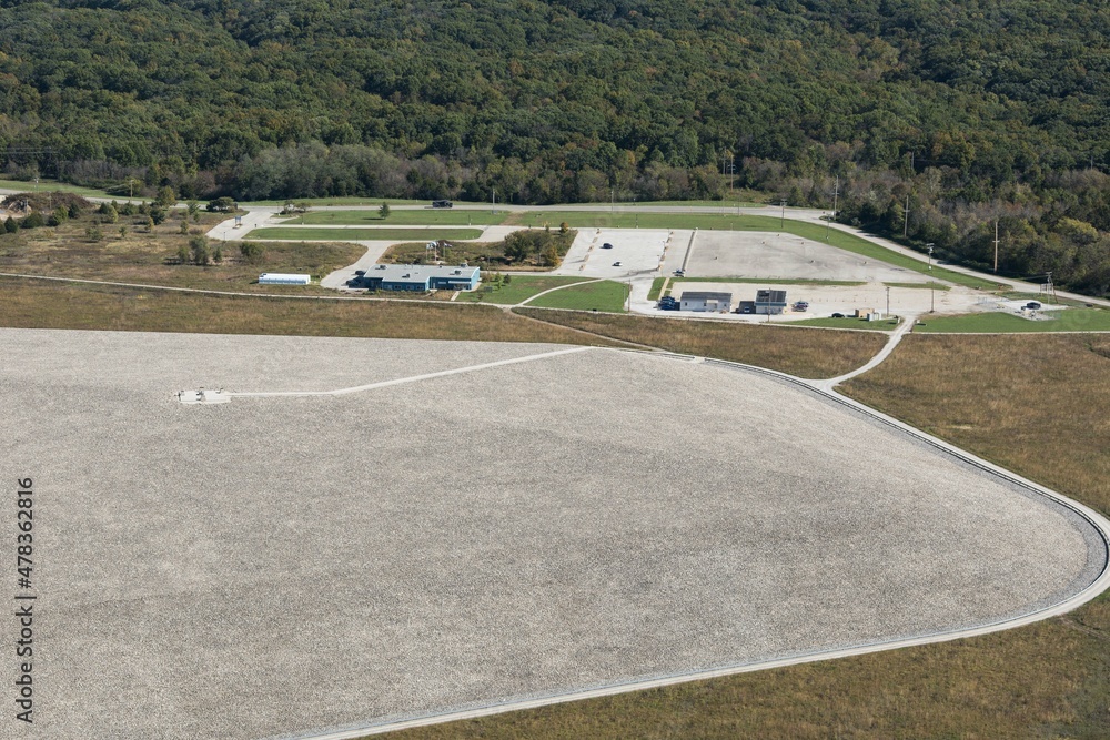 Fototapeta premium Drone Photo of Nuclear Waste Adventure Trail Weldon Spring Missouri