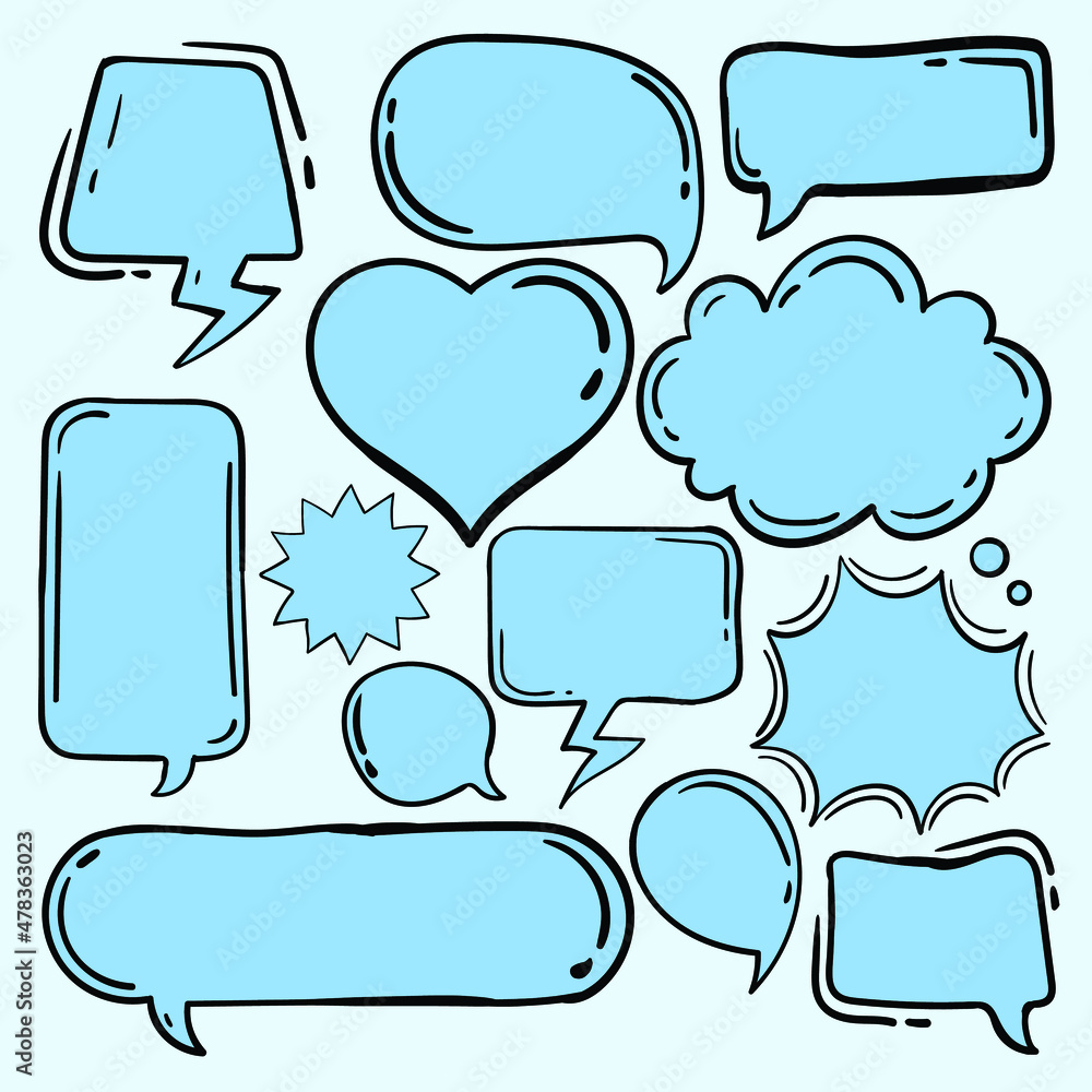 Fototapeta premium Collection of speech bubbles hand drawn Free Vector