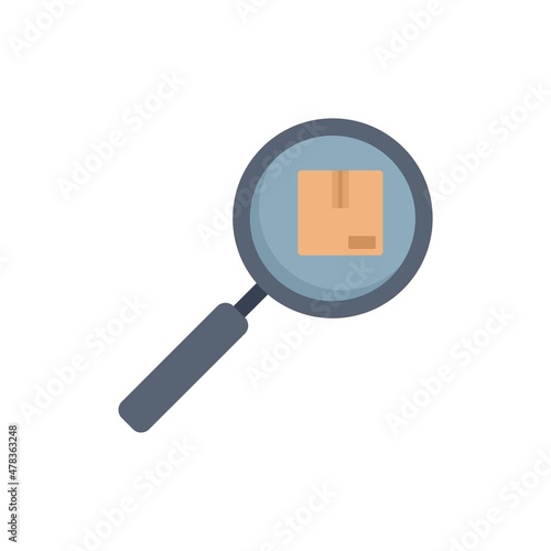 Search missed parcel icon flat isolated vector