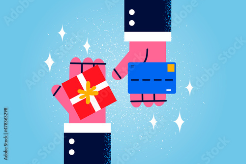 Man buy gift pay with credit card 