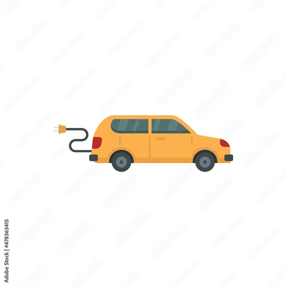 Plug in hybrid car icon flat isolated vector