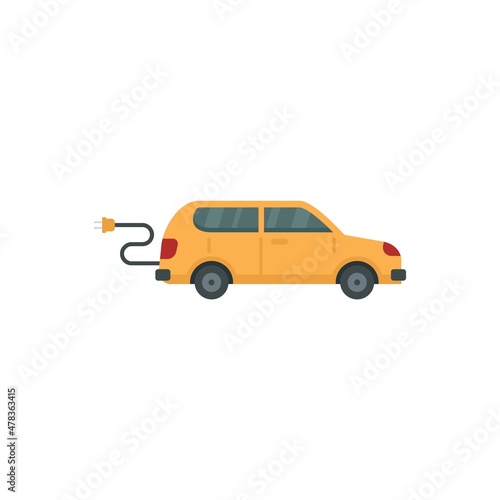 Plug in hybrid car icon flat isolated vector