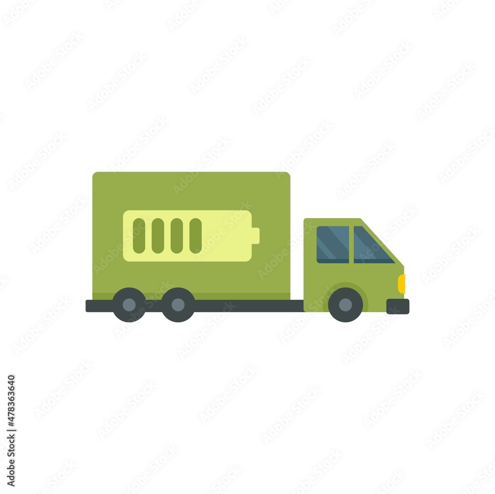 Electric truck icon flat isolated vector