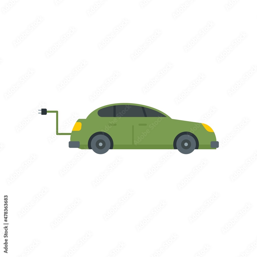 Hybrid car icon flat isolated vector