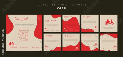 Social Media post template with red and yellow background design.