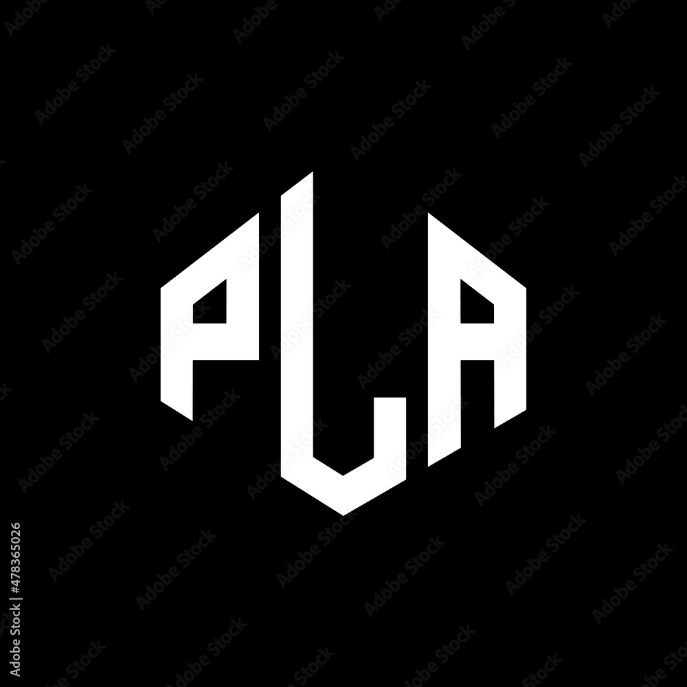 PLA letter logo design with polygon shape. PLA polygon and cube shape logo design. PLA hexagon vector logo template white and black colors. PLA monogram, business and real estate logo. - obrazy, fototapety, plakaty 