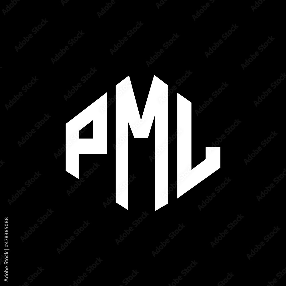 PML letter logo design with polygon shape. PML polygon and cube shape logo design. PML hexagon vector logo template white and black colors. PML monogram, business and real estate logo.