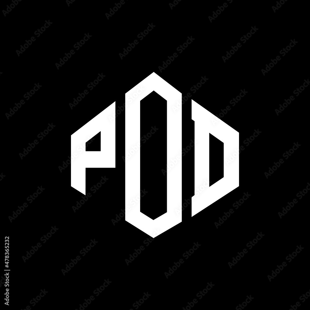 Vecteur Stock POD letter logo design with polygon shape. POD polygon and  cube shape logo design. POD hexagon vector logo template white and black  colors. POD monogram, business and real estate logo.