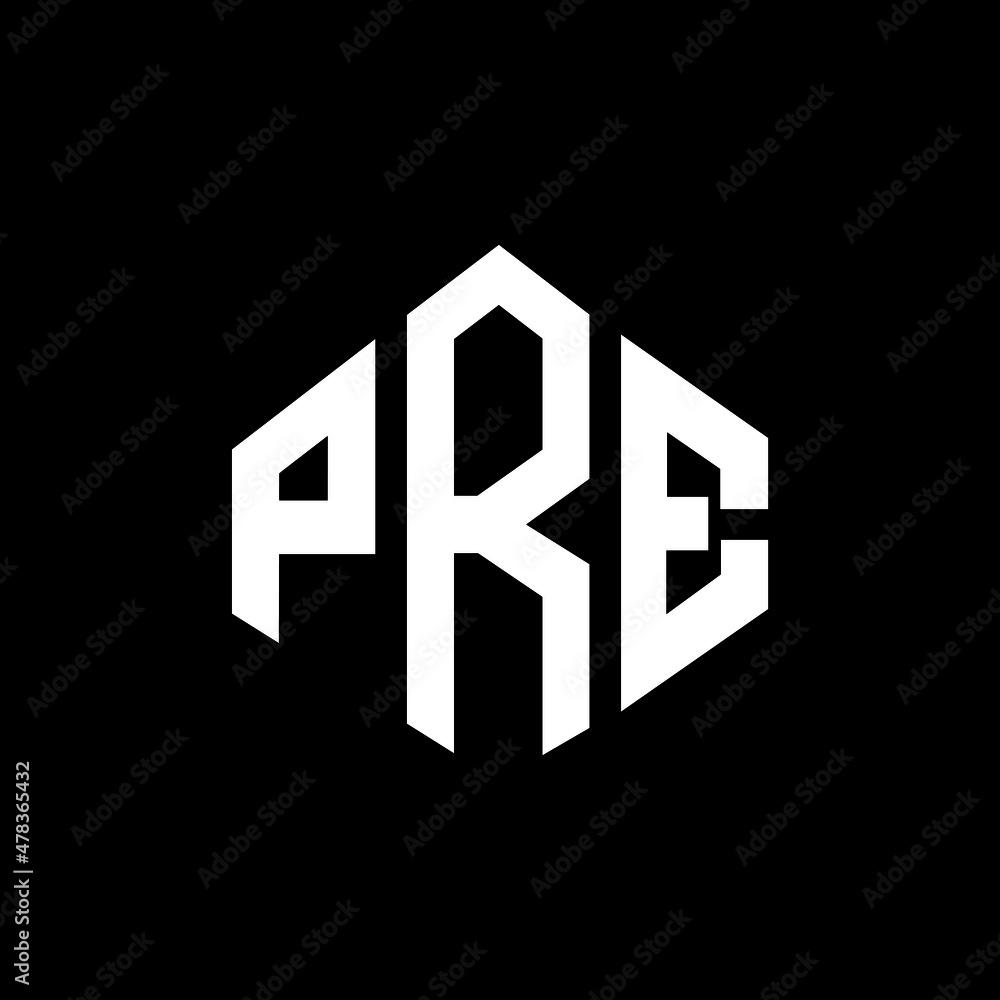 PRE letter logo design with polygon shape. PRE polygon and cube shape logo design. PRE hexagon vector logo template white and black colors. PRE monogram, business and real estate logo. PRE letter logo design with polygon shape. PRE polygon and cube shape logo design. PRE hexagon vector logo template white and black colors. PRE monogram, business and real estate logo.