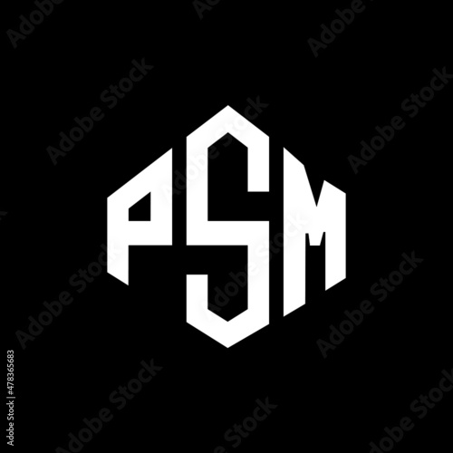 PSM letter logo design with polygon shape. PSM polygon and cube shape logo design. PSM hexagon vector logo template white and black colors. PSM monogram, business and real estate logo. photo