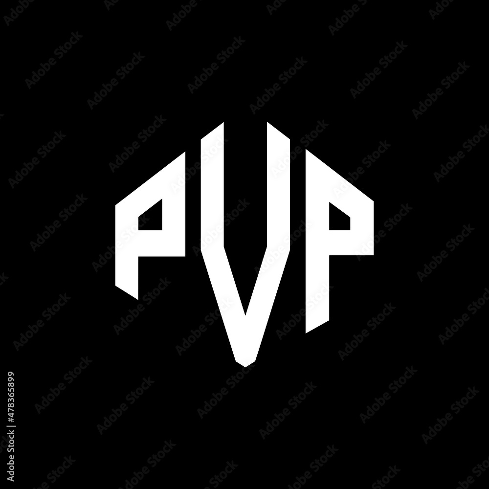 PVP letter logo design with polygon shape. PVP polygon and cube shape logo design. PVP hexagon vector logo template white and black colors. PVP monogram, business and real estate logo.