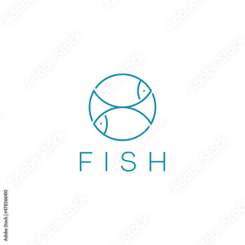 fish logo design with line vector graphic