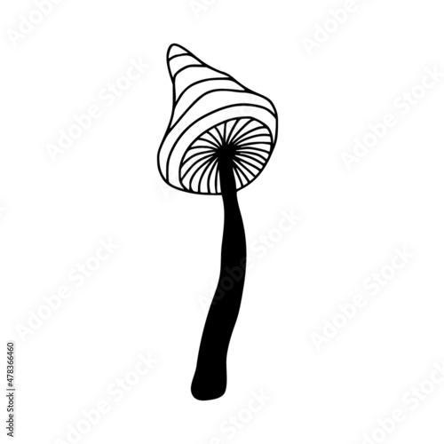 Psychedelic mushroom print for t-shirt or label design.