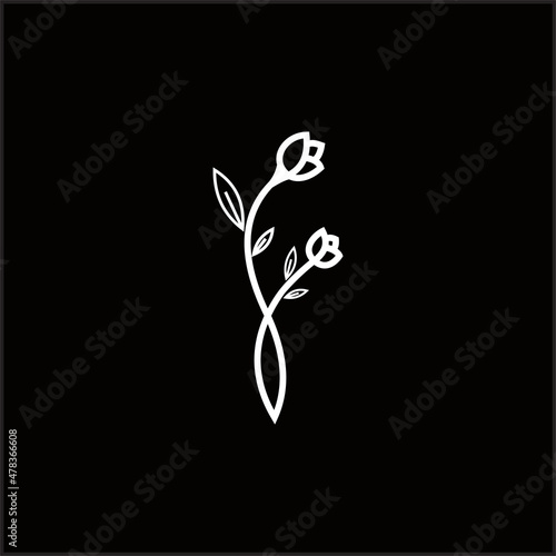 creative simple logo design letter F flower