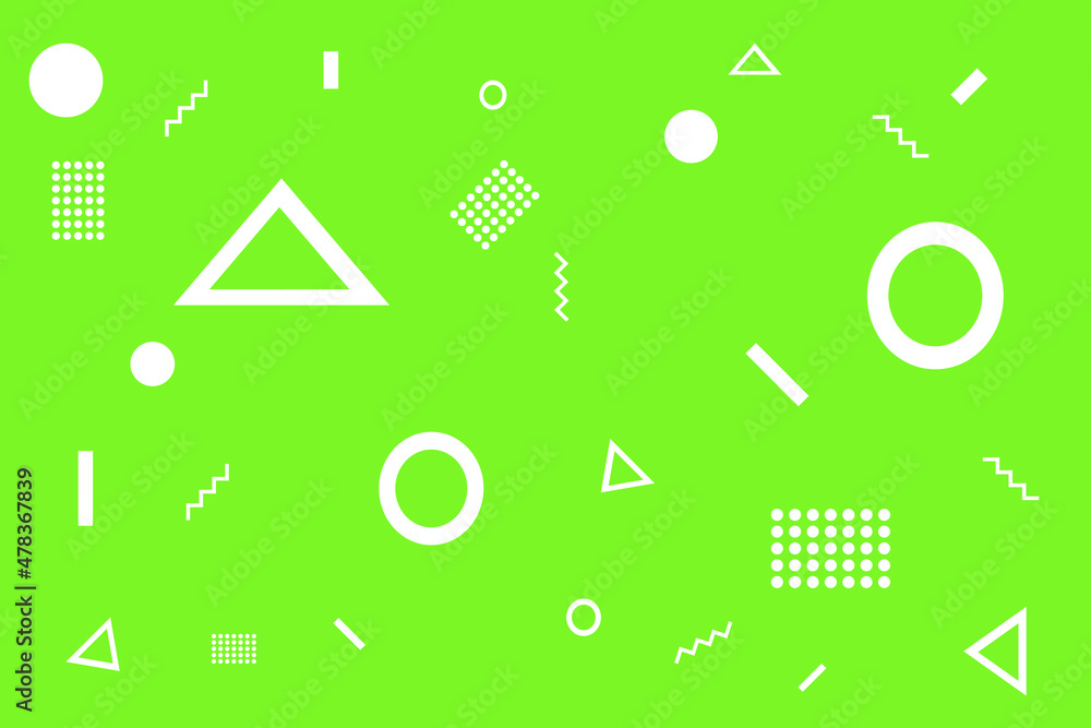 Green background with white geometric figures. Abstract Green background with white geometric figures. Abstract