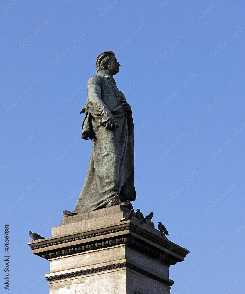 Fototapeta premium Old city center view with Adam Mickiewicz monument, Krakow, Poland