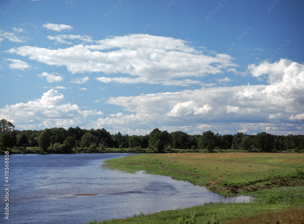 Narew River and meadows, Czartoria, Poland