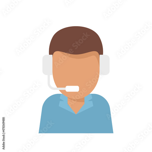 Bank teller call support icon flat isolated vector