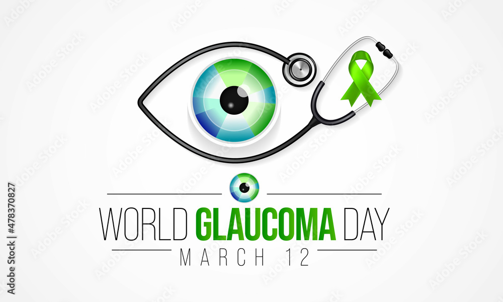 Obraz premium World Glaucoma day is observed every year on March 12, it is a group of eye conditions that damage the optic nerve, the health of which is vital for good vision. Vector illustration