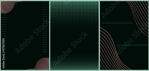 Cover design, invitations, informational letters. Colorful bright green gradients. Geometric patterns. Vector Eps10.