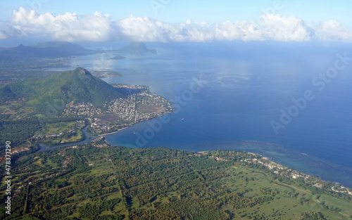 Aerial view of the island of Mauritius