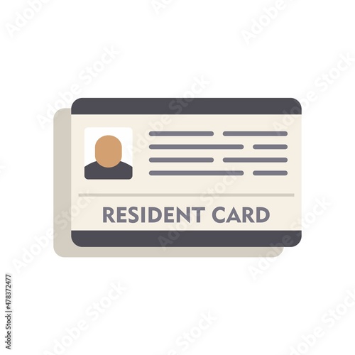 Resident card icon flat isolated vector