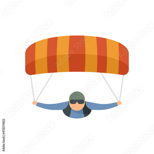 Parachuting man icon flat isolated vector