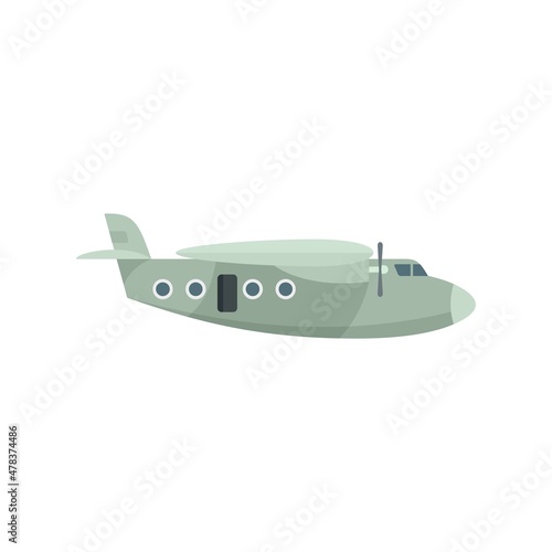 Parachuting airplane icon flat isolated vector