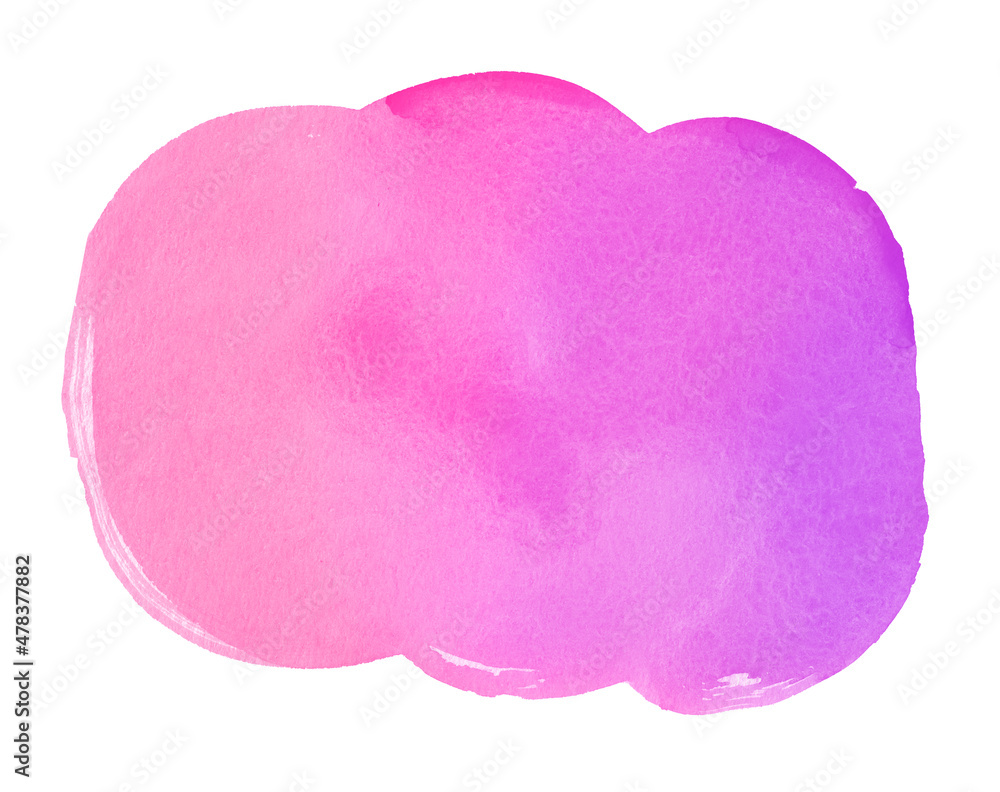 Painted coral pink and purple watercolor stain background. Paper texture. Template for design: copy space, canvas, web, logo, lettering.