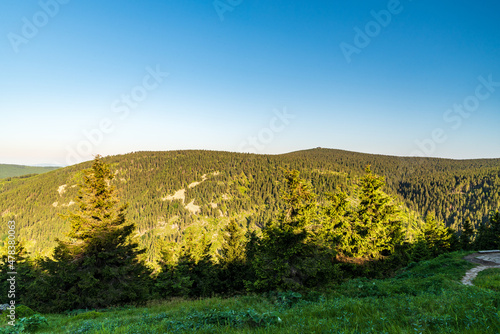 Spaleny vrch and Vozka hills from Vresova studanka in Jeseniky mountains
