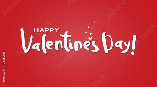 Hand drawn Valentine Day vector greeting card. Happy Valentine's Day calligraphy lettering on red background. Simple doodle style design for holiday label, stamp, emblem, banner, poster, gift print.