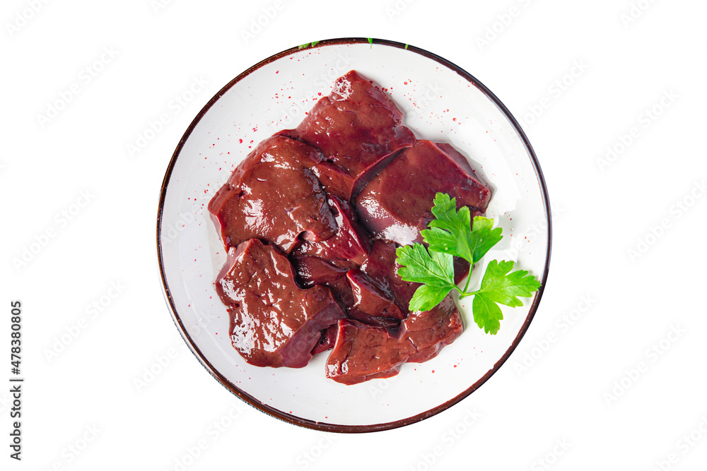 raw beef liver healthy meal food snack on the table copy space food background
