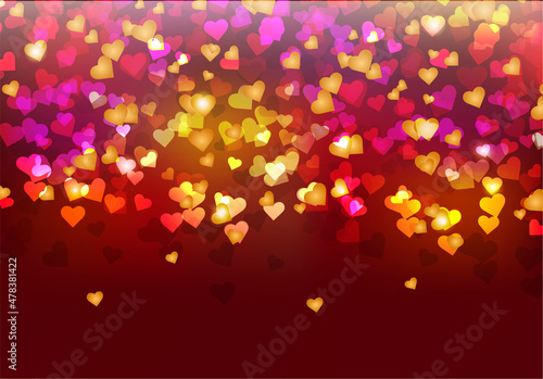 Valentines Day Card. Valentine Poster.Stylish backdrop for you textþDesign Template on Saturated Abstract Background with Hearts.Vector Illustration