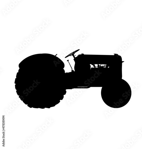 old farm tractor silhouette side view