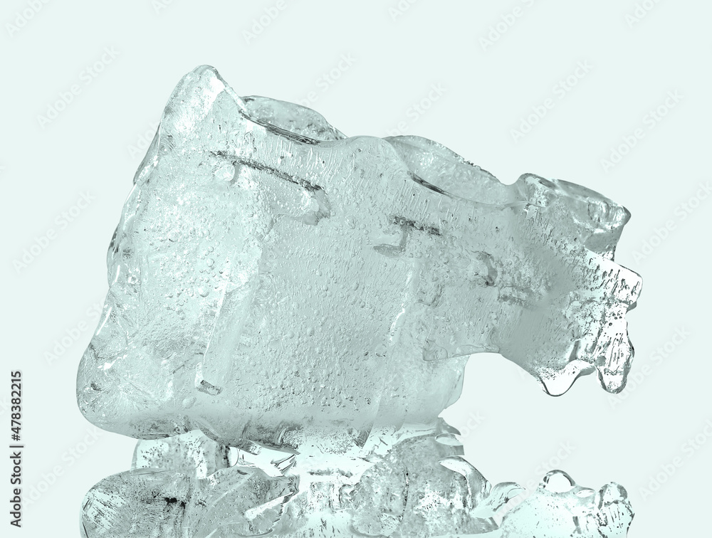 Chunks of ice on reflective surface