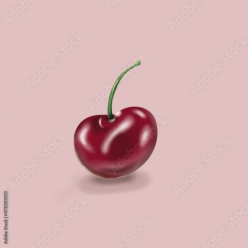 cherry on a pink background