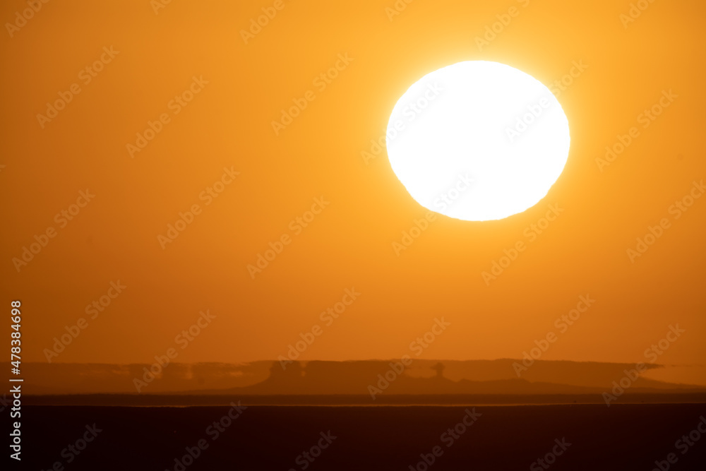 Sunrise on Chott Jerid- endorheic salt lake in southern Tunisia. -Tozeur governorate - Tunisia Sunrise on Chott Jerid- endorheic salt lake in southern Tunisia. -Tozeur governorate - Tunisia