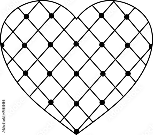 Vector image. Romantic heart in a cage.