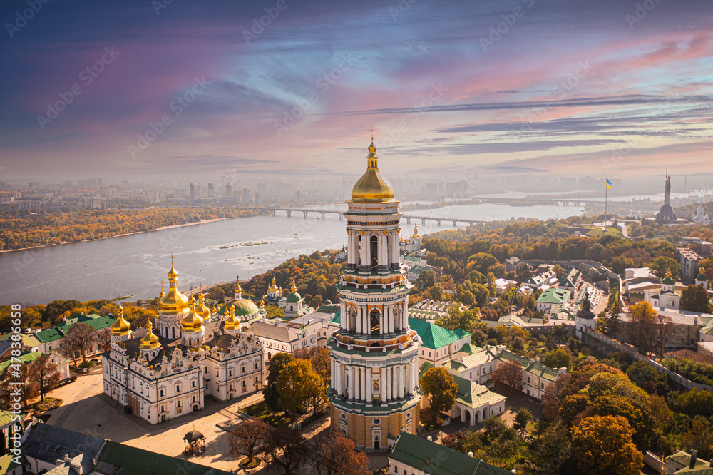  Kyiv Pechersk Lavra in Kyiv. View from drone