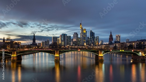 River view at twilight of Frankfurt am Main in Germany. © Lajos_Szücs
