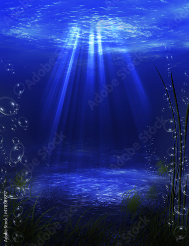 underwater scene with rays of light