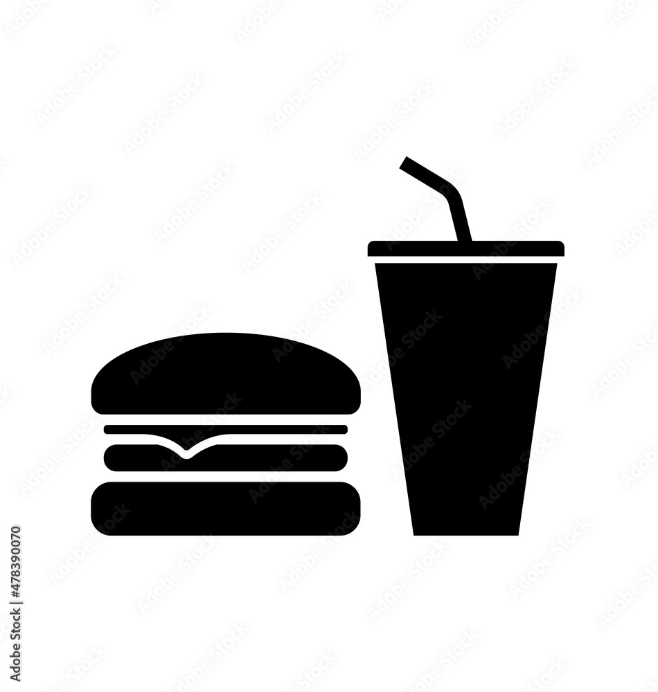 burger and drink silhouette icons burger and drink silhouette icons