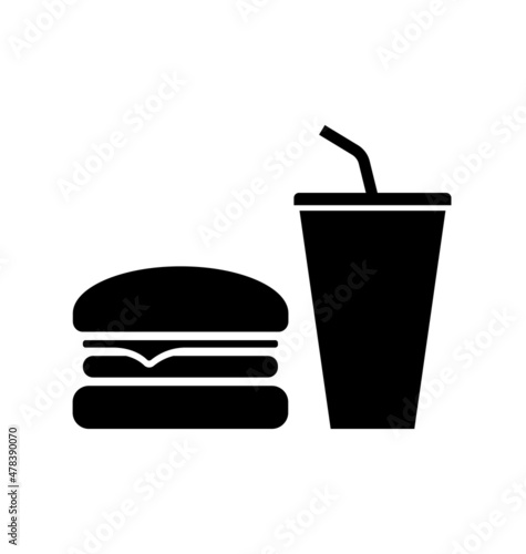 burger and drink silhouette icons