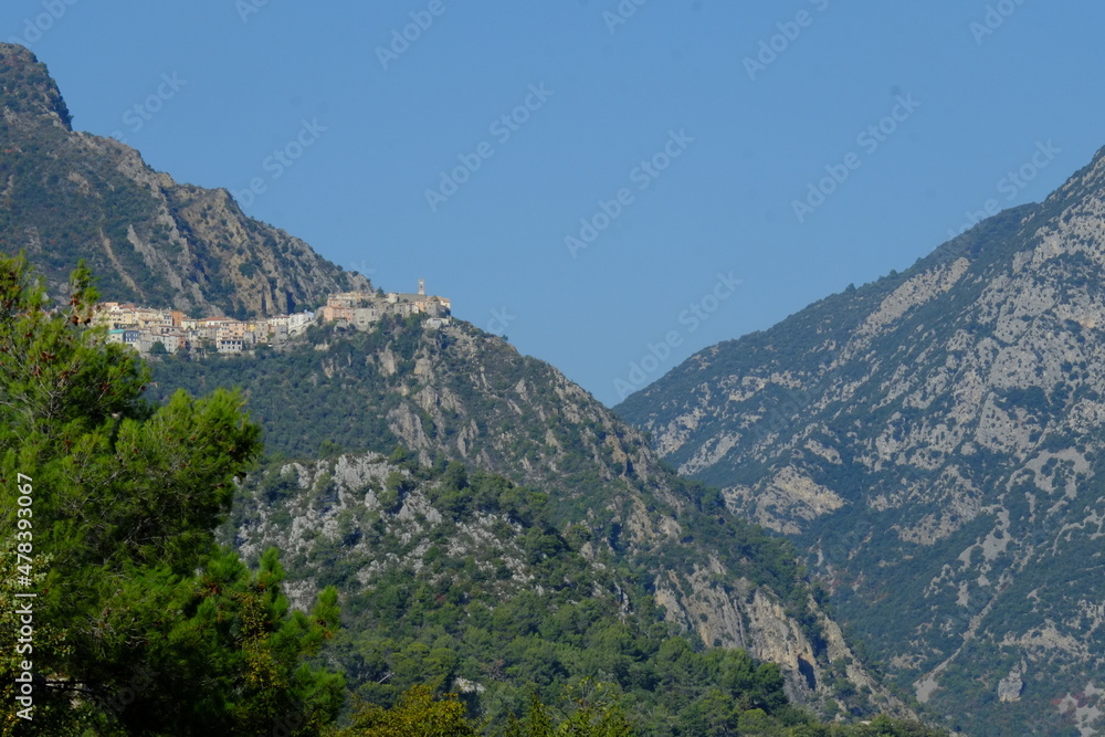 The small village of Bonson lost in the mountain. The 25th October 2021., Alpes Maritimes, France.
