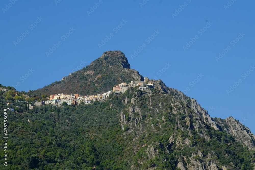 The small village of Bonson lost in the mountain. The 25th October 2021., Alpes Maritimes, France. The small village of Bonson lost in the mountain. The 25th October 2021., Alpes Maritimes, France.